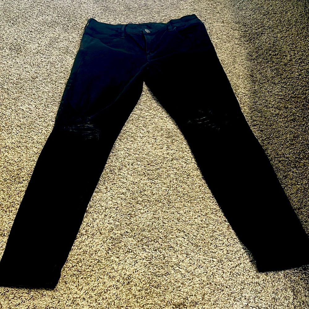 American Eagle stretch skinny jeans. Black, size 14 reg.